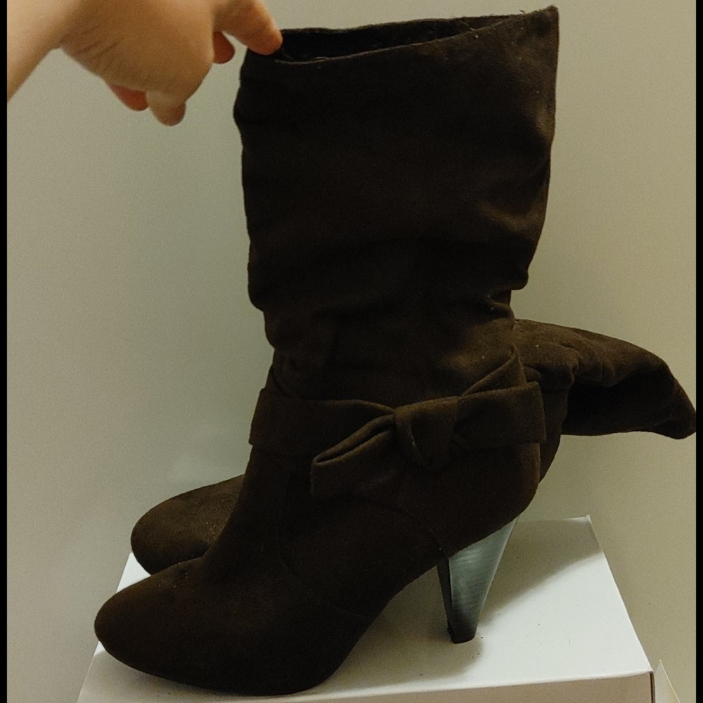 Brown mid calf boots